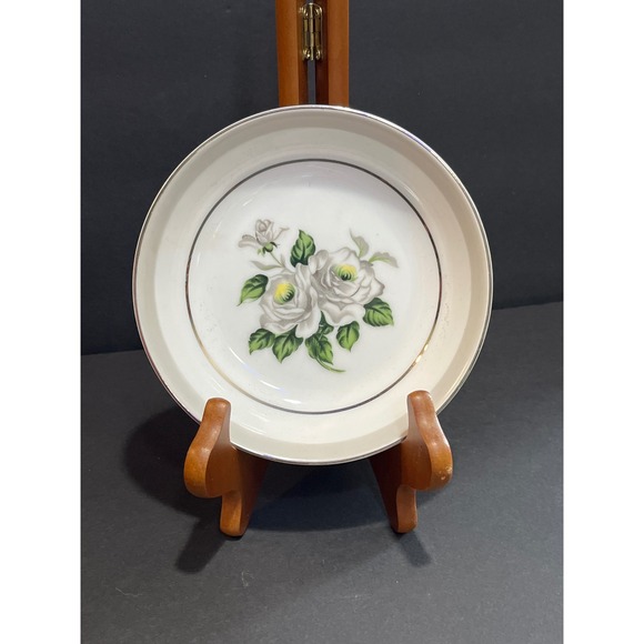 Gold Coast China Other - Gold Coast China First Love White Rose Small Bowl Saucer Silver Trim Japan 5.5in